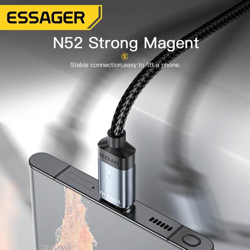 Essager Magnetic USB C to USB C Cable 100W PD 5A Fast Charge - product details n52 strong magnet - b.savvi