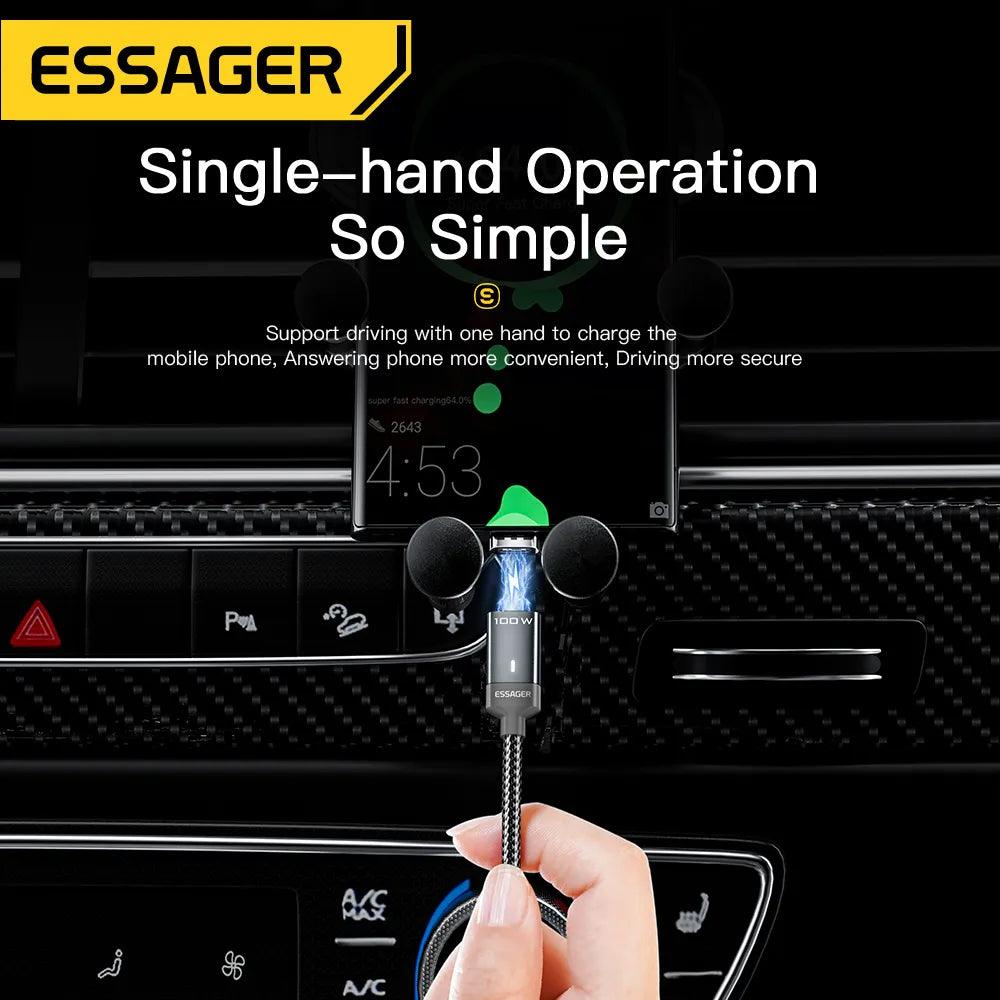 Essager Magnetic USB C to USB C Cable 100W PD 5A Fast Charge - product details single hand operation - b.savvi