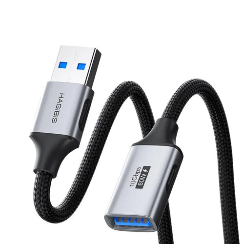 USB cable with braided design on a white background