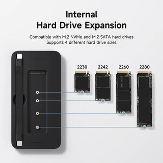 Hagibis 9-in-1 USB C Hub with 10Gbps M.2 NVMe SSD Enclosure & Built-In Cable - product details supports 4 different sizes - b.savvi