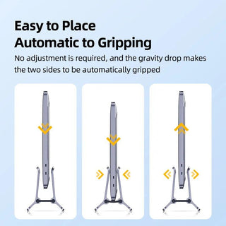 Hagibis Aluminium Vertical Laptop Stand for Desk Gravity Locking Holder - product details automatic gripping - b.savvi