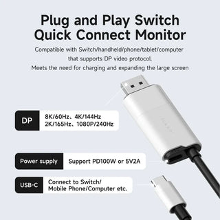 Hagibis Switch Dock for Nintendo Switch OLED USB C to DisplayPort Cable Adapter 8K60Hz with 100W PD Port - product details plug and play to monitor - b.savvi
