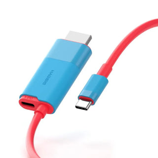 Hagibis Switch Dock for Nintendo Switch OLED USB C to HDMI Cable Adapter 4K60Hz with 100W PD Port - product main blue red front angled view - b.savvi