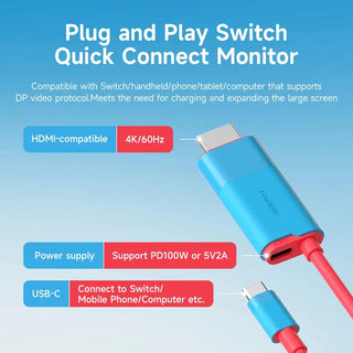 Hagibis Switch Dock for Nintendo Switch OLED USB C to HDMI Cable Adapter 4K60Hz with 100W PD Port - product details plug and play connect monitor - b.savvi