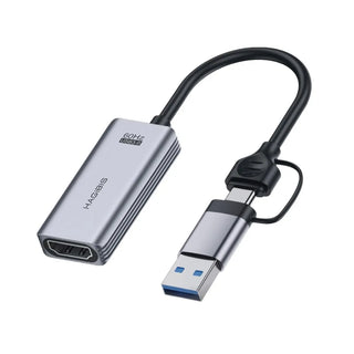 Hagibis USB 3.0 Video Capture Card HDMI to USB C 1080p 60Hz with PD Port - product main grey front angled view - b.savvi