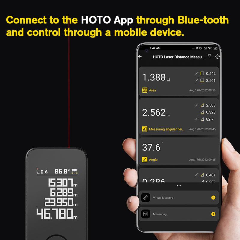 HOTO Smart Laser Measure Pro High Precision Tape Measuring Tool LED Display 50m - product details connect app - b.savvi
