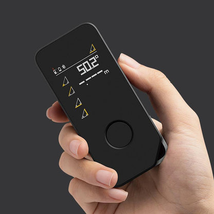 HOTO Smart Laser Measure Pro High Precision Tape Measuring Tool LED Display 50m - product in hand black front view - b.savvi