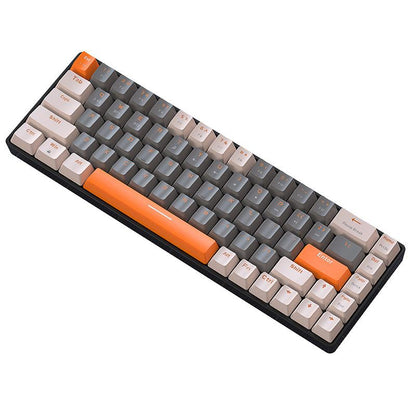 K68 Mechanical Gaming Keyboard 60% Wireless Bluetooth 5.0/2.4Ghz - product variant grey white front angled view red switch - b.savvi