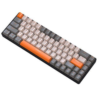 K68 Mechanical Gaming Keyboard 60% Wireless Bluetooth 5.0/2.4Ghz - product variant grey white front angled view red switch - b.savvi