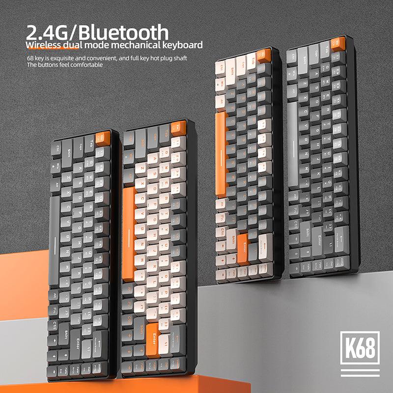 K68 Mechanical Gaming Keyboard 60% Wireless Bluetooth 5.0/2.4Ghz - product details wirless modes - b.savvi