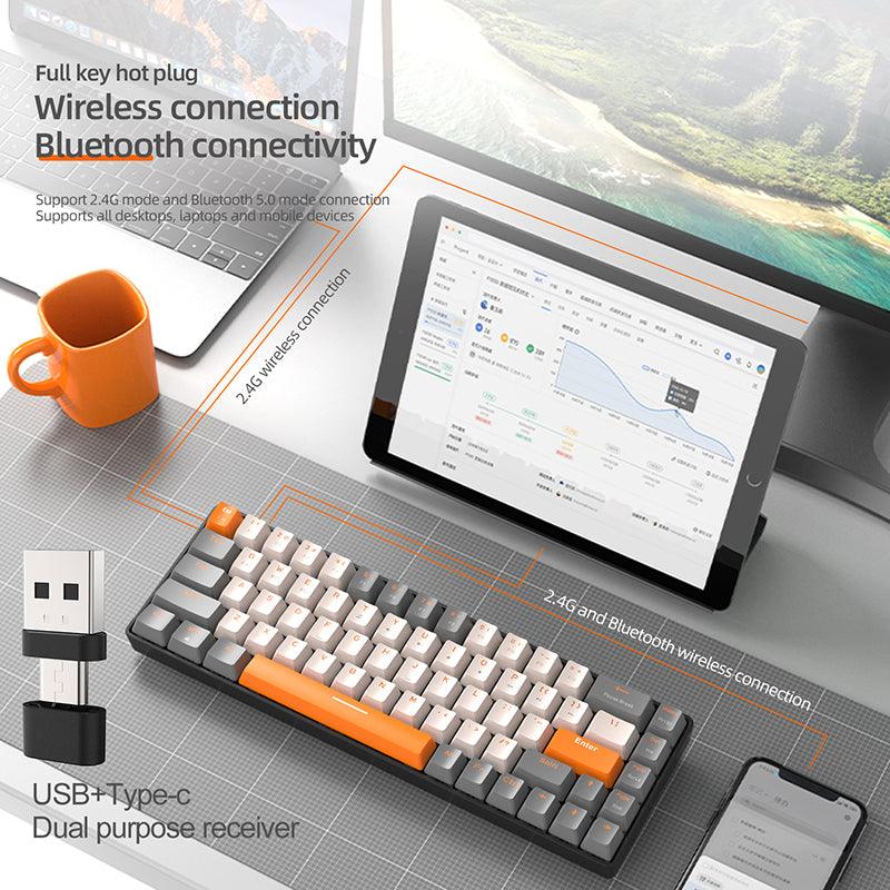 K68 Mechanical Gaming Keyboard 60% Wireless Bluetooth 5.0/2.4Ghz - product details bt connectivity - b.savvi