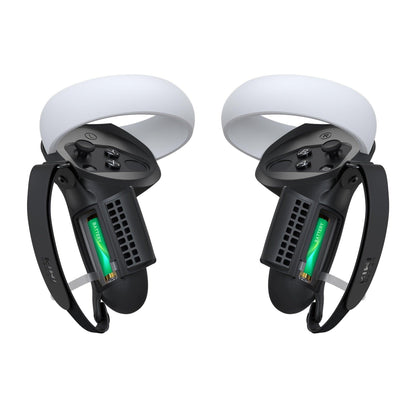 KIWI design Controller Grips Cover with Battery Opening for Quest 2 - product main black front angled view - b.savvi