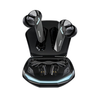 Lenovo GM2 Pro Wireless Earphones Bluetooth 5.3 - product main black front angled view - b.savvi