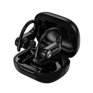 Lenovo LP7 TWS Wireless Earphones - IPX5 Waterproof - product main black front angled view - b.savvi