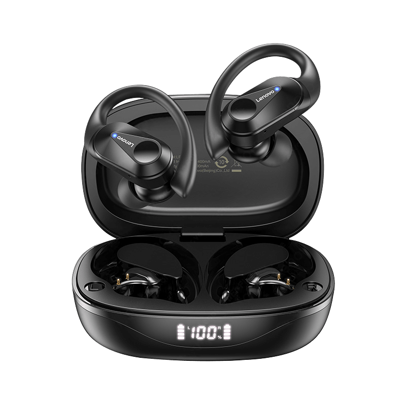 Lenovo LP75 TWS Sports Wireless Earphones Bluetooth 5.3 - IPX5 Waterproof - product variant black front view - b.savvi
