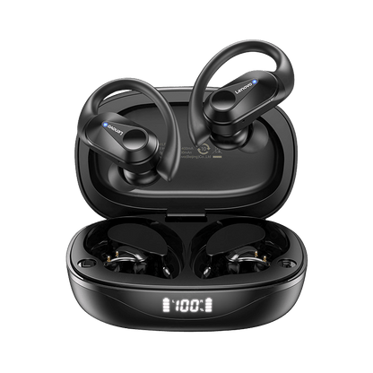 Lenovo LP75 TWS Sports Wireless Earphones Bluetooth 5.3 - IPX5 Waterproof - product variant black front view - b.savvi