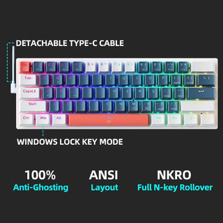 Machenike K500-B61 Mini Mechanical Gaming Keyboard 60% RGB Backlit 61Keys - product details detachable cable - b.savvi