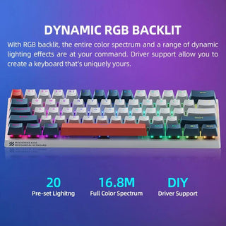 Machenike K500-B61 Mini Mechanical Gaming Keyboard 60% RGB Backlit 61Keys - product details dynamic rgb backlit - b.savvi
