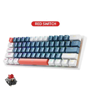Machenike K500-B61 Mini Mechanical Gaming Keyboard 60% RGB Backlit 61Keys - product variant blue red front angled view - b.savvi