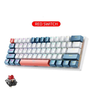 Machenike K500-B61 Mini Mechanical Gaming Keyboard 60% RGB Backlit 61Keys - product variant white red front angled view - b.savvi