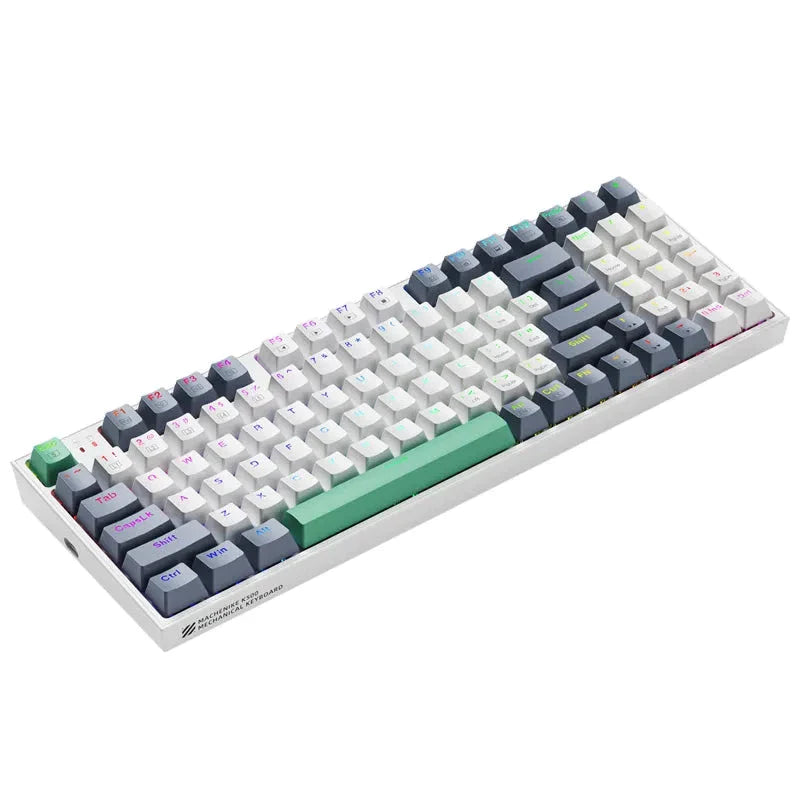 Machenike K500 Mechanical Gaming Keyboard RGB Backlit 94 Keys - product main grey front angled view - b.savvi