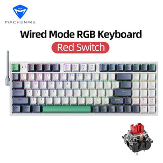 Machenike K500 Mechanical Gaming Keyboard RGB Backlit 94 Keys - product variant white front view red switch - b.savvi