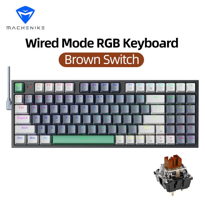 Machenike K500 Mechanical Gaming Keyboard RGB Backlit 94 Keys - product variant grey front view brown switch - b.savvi - b.savvi