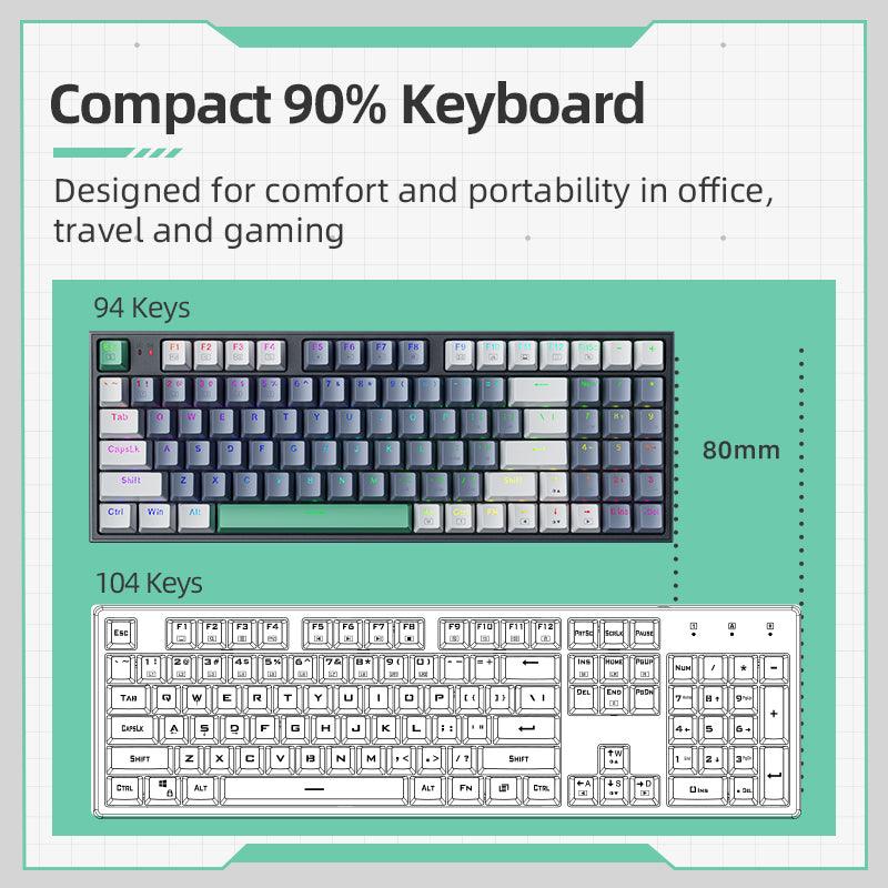 Machenike K500 Mechanical Gaming Keyboard RGB Backlit 94 Keys - product details compact 90% design - b.savvi
