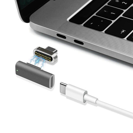 Magnetic USB C Adapter 20Pins 100W PD Fast Charging USB 3.1 10Gbps 4K@60Hz Video - product main grey front angled view - b.savvi