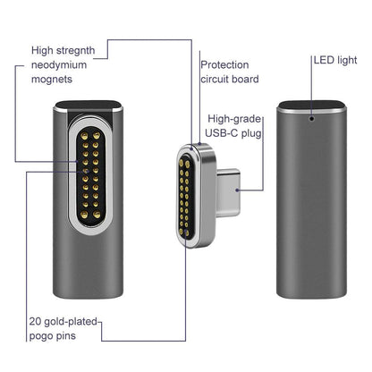 Magnetic USB C Adapter 20Pins 100W PD Fast Charging USB 3.1 10Gbps 4K@60Hz Video - product details overview - b.savvi