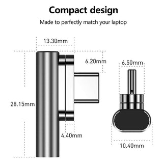 Magnetic USB C Adapter 20Pins 100W PD Fast Charging USB 3.1 10Gbps 4K@60Hz Video - product details compact design - b.savvi