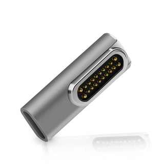 Magnetic USB C Adapter 20Pins 100W PD Fast Charging USB 3.1 10Gbps 4K@60Hz Video - product variant grey front angled view - b.savvi