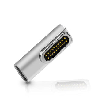 Magnetic USB C Adapter 20Pins 100W PD Fast Charging USB 3.1 10Gbps 4K@60Hz Video - product variant silver front angled view - b.savvi