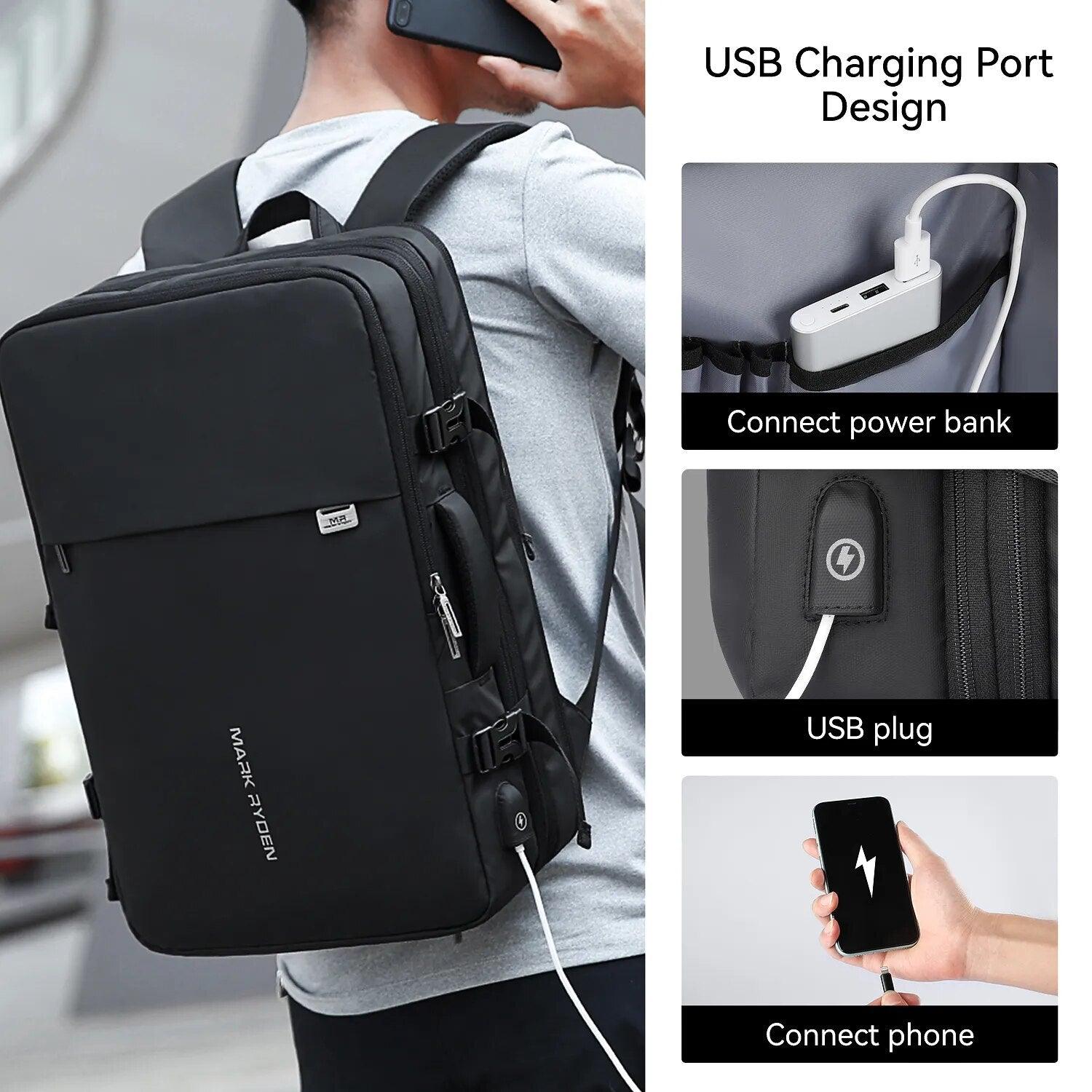 Mark Ryden Pathrato Large Backpack Expandable 40L for 17.3-inch Laptop - product details usb port design - b.savvi