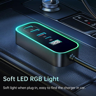 Mcdodo 107W Car Charger 5 Port USB PD 1.5m Extension Cable - product details soft led rgb light - b.savvi