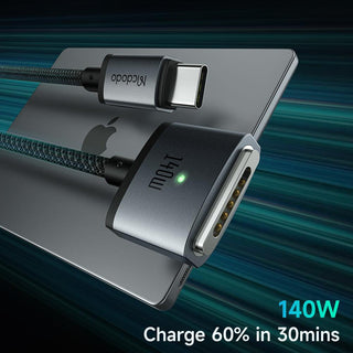 Mcdodo 140W PD USB C to MagSafe 3 Magnetic Cable Charging for MacBook Pro Air (2m) - product details charge macbook 60% in 30mins - b.savvi