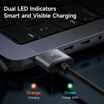 Mcdodo 140W PD USB C to MagSafe 3 Magnetic Cable Charging for MacBook Pro Air (2m) - product details dual led indicators - b.savvi