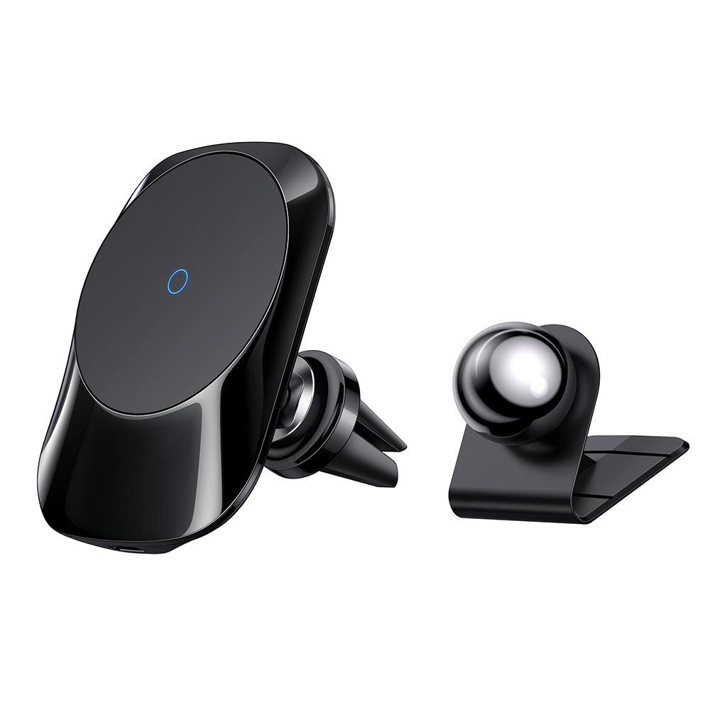 Mcdodo 15W Magnetic Wireless Car Charger for iPhone Air Vent Mount - product main black front angled view - b.savvi