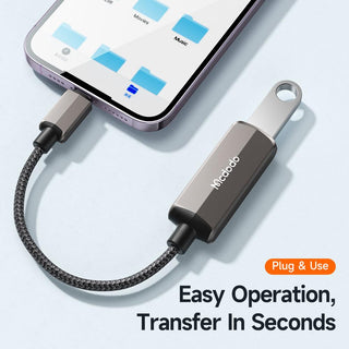 Mcdodo 2 in 1 Adapter Lightning to USB OTG Flash Drive, 2.4A Charging - product details plug and use - b.savvi