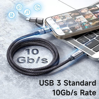 Mcdodo 2 in 1 USB 3.1 Gen2 10Gbps Cable for Lightning & USB C 100W 5A Charging - product details 10gb/s rate - b.savvi