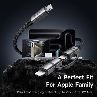 Mcdodo 2 in 1 USB 3.1 Gen2 10Gbps Cable for Lightning & USB C 100W 5A Charging - product details perfect fit for apple family - b.savvi