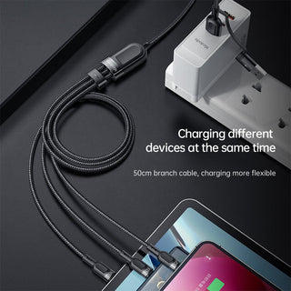 Mcdodo 3 in 2 USB to Lightning USB C Micro USB Cable PD 100W 6A. 1.2m - product details 50cm branch - b.savvi