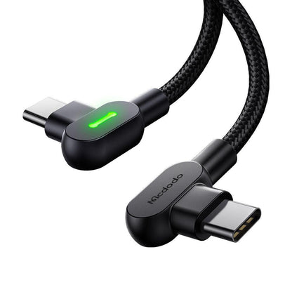 Mcdodo 90 Degree USB C to USB C Cable 3A 60W PD QC4.0 (UK) - product main black front angled view - b.savvi