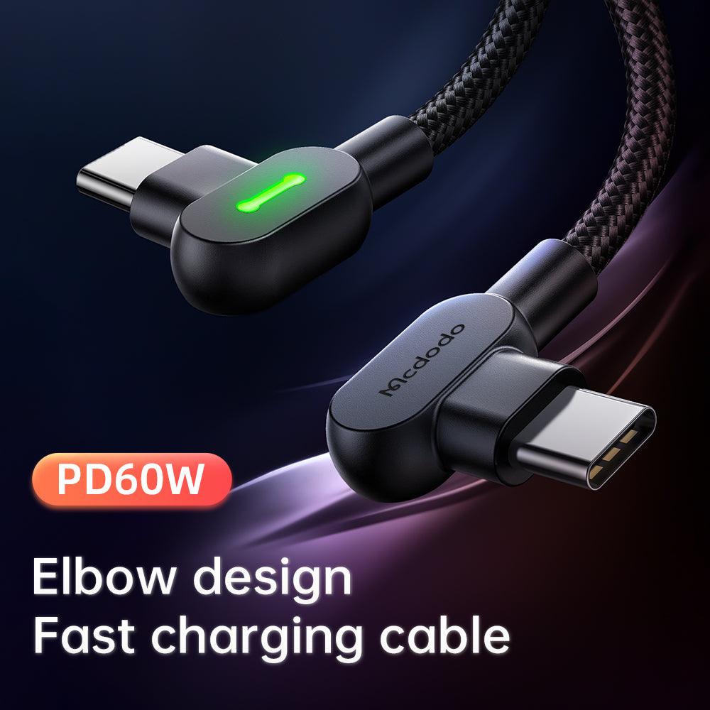 Mcdodo 90 Degree USB C to USB C Cable 3A 60W PD QC4.0 (UK) - product details elbow design - b.savvi
