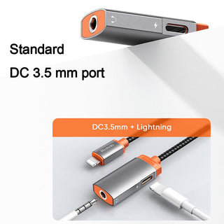 Mcdodo Audio Adapter Lightning to 3.5mm Splitter DAC Earphone Music 2.4A - product details standar dc 3.5mm port - b.savvi