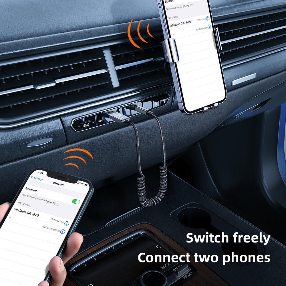 Mcdodo Car Bluetooth 5.1 Receiver USB Aux Adapter with 3.5mm Built-in Mic - product details switch freely connect two phones - b.savvi
