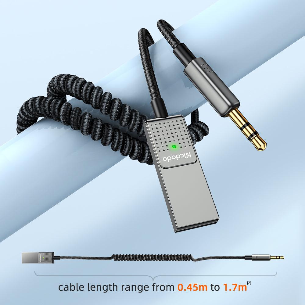 Mcdodo Car Bluetooth 5.1 Receiver USB Aux Adapter with 3.5mm Built-in Mic - product details cable length - b.savvi