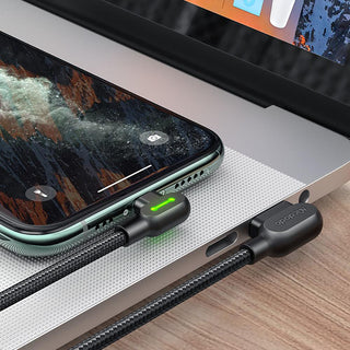 Mcdodo Right Angle Lightning Cable 2.4A (UK) - product plugged in - b.savvi