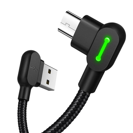 Mcdodo Right Angle Micro USB Cable 2A - product main black front angled view - b.savvi