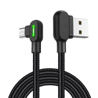 Mcdodo Right Angle Micro USB Cable 2A (UK) - product main black front angled view - b.savvi
